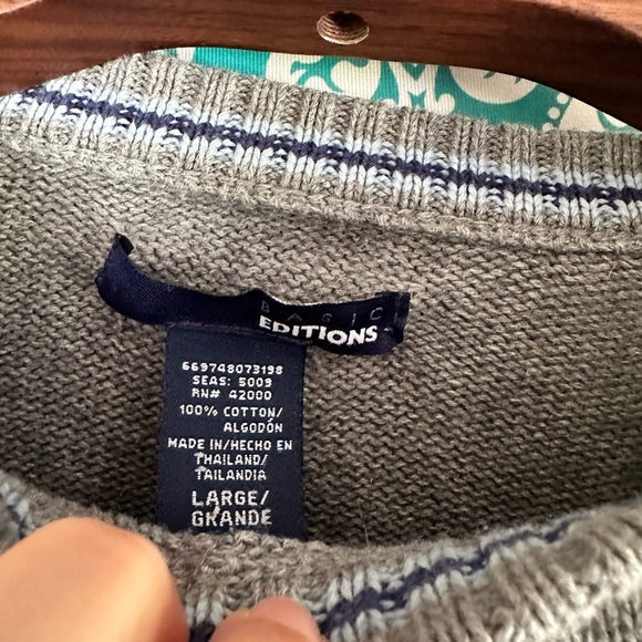 Basic Editions Men’s Classic Gray Knit Sweater. Preppy - Picture 6 of 7